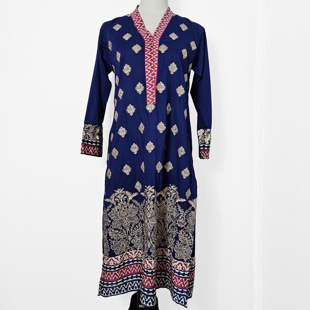 Khaadi Prêt Size 10 Embroidered Long Sleeve Kurti Tunic Sheath Dress